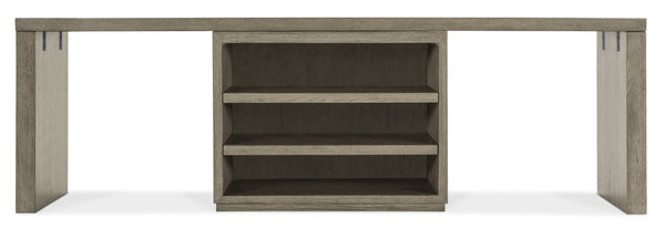 Hooker Furniture Linville Modern 72" Oak Veneer Desk In Smoked Mink Finish With Open Shelving, Float-Ready Design 24.00 L x 96.00W x 30.00H 6150-10925-85