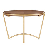 Homelegance By Top-Line Piper Natural Finish Dining Table With Gold Metal Base Gold MDF