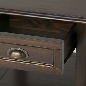 English Elm Burlington Handcrafted Mahogany Brown End Table with Drawer & Open Shelf, Distressed Faux Leather Top B136P159505