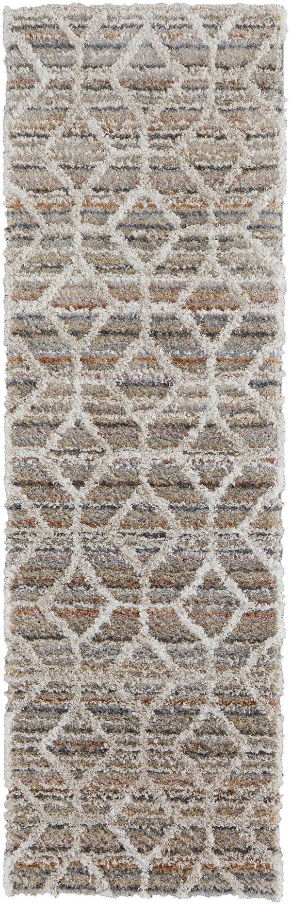 Feizy Rugs Mynka High Pile Geometric Area Rug - Pet-friendly, Stain Resistant, Ideal For High Traffic Spaces Tan,Taupe,Ivory Polyester Myn39icfbgemlti68