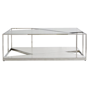 Bernhardt Bernhardt Maymont Cocktail Table — Tempered Glass Top, Polished Stainless Frame, Figured Sycamore Veneer Elegance 313011
