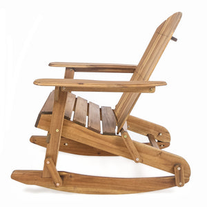 English Elm Christopher Knight Home® - MALIBU Adirondack Rocking Chair in Handcrafted Acacia Wood for Patio, Weather-Resistant Comfort & Style Natural 43 L x 28 W x 14.5 H 61681.00
