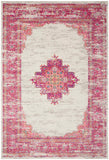 Nourison Passion PSN03 Machine Made Power-loomed Ornamental Border Indoor Only Bohemian Vintage Rug Ivory,Fuchsia, Pink and White 100% Polypropylene 99446815187