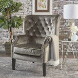 Christopher Knight Home® - Noble House - Tomlin Modern Glam Velvet Club Chair with Nailhead Trim