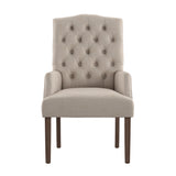 Homelegance By Top-Line Amina Light Distressed Natural Finish Linen Tufted Dining Chair Light Natural Wood