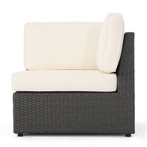 English Elm Christopher Knight Home® - SANTA SANTA CRUZ Corner & Table Set — PE Rattan Patio Sofa with Water-Resistant Cushions, No Assembly Required Grey+White 52977.00SETIRNGRY