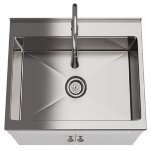 English Elm Beckham 28" Compact Laundry Cabinet With High-Arch Faucet & Stainless Steel Sink For Versatile Use B136P158790