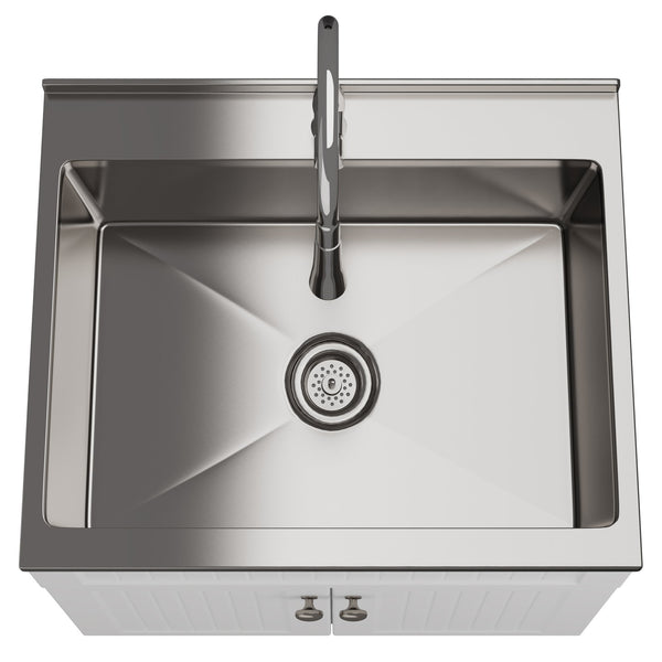 English Elm Beckham 28" Compact Laundry Cabinet With High-Arch Faucet & Stainless Steel Sink For Versatile Use B136P158790