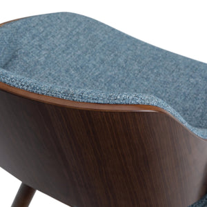 English Elm Malden Bentwood Dining Chair - Denim Blue Fabric, Mid-Century Modern Design For Stylish Comfort B136P158904