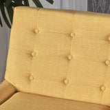 Christopher Knight Home® - Noble House - Eilidh Mid-Century Modern Button Tufted Fabric Chair, Muted Yellow and Natural