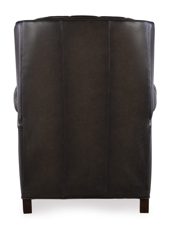 Hooker Furniture Palmer Semi-Aniline Top-Grain Leather Recliner With Tufted Back, Rolled Arms & Dark Wood Legs Grey RC111-PB-095