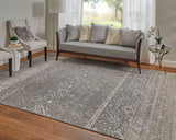 Feizy Rugs Macklaine Polyester/Polypropylene Machine Made Bohemian & Eclectic Rug Ivory/Silver/Black 6'-7" x 9'-6"