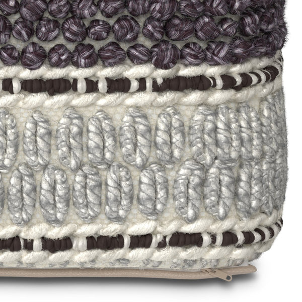English Elm Grady Square Pouf – Handcrafted Magenta & Natural Accent For Multi-Functional Home Decor Use B136P159324