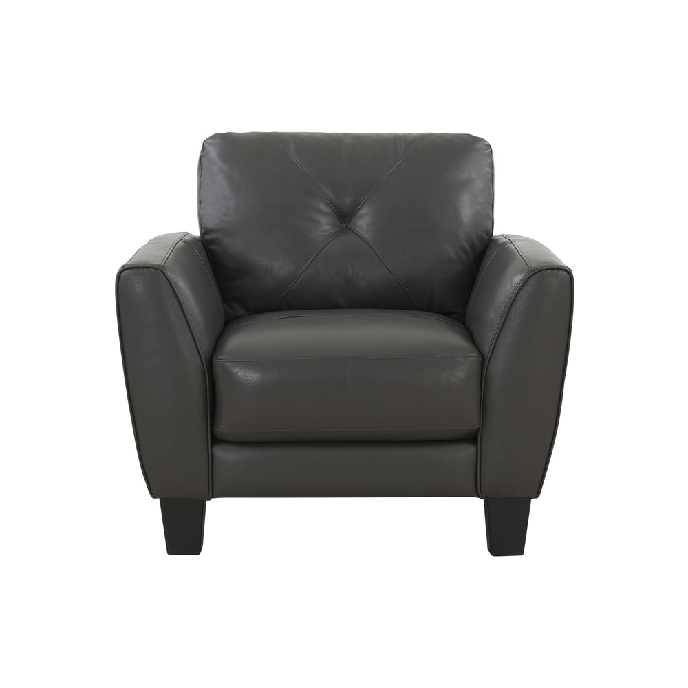 Porter Designs Porter Trento Charcoal Gray Top Grain Leather Chair - Stylish Tufted Design & Comfortable Seating Gray Leather 02-189-03-4098