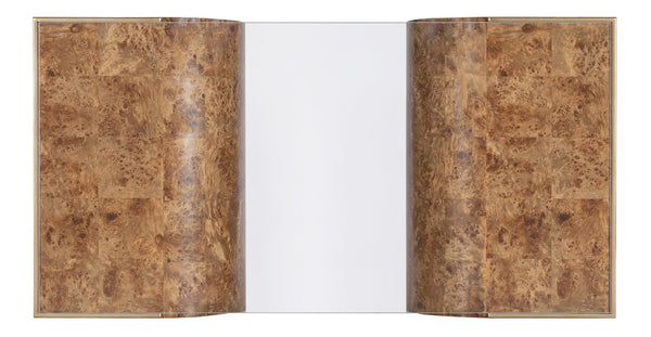 Hooker Furniture Melange Mappa Burl Coffee Table With Tempered Glass Top, Gold Trim, Dual Half‑Oval Bases — Luxe Centerpiece 628-80504-80