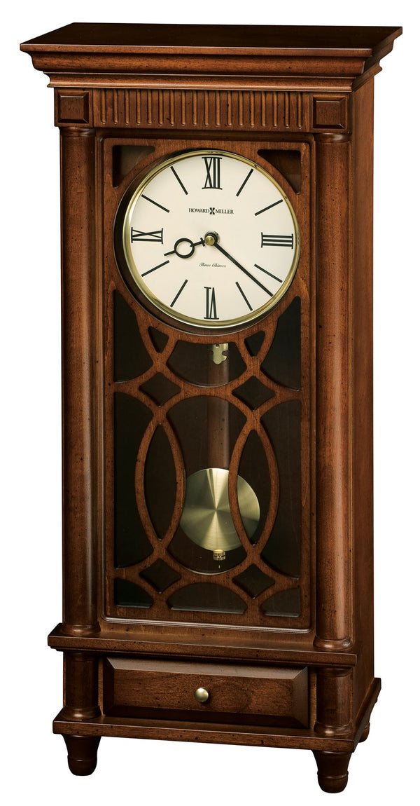 Hekman Furniture 635170 Lorna Mantel Clock - Elegant Tuscany Cherry Finish, Triple Chime, Brass Pendulum & Drawer Design Tuscany Cherry Lorna Mantel Clock 635170