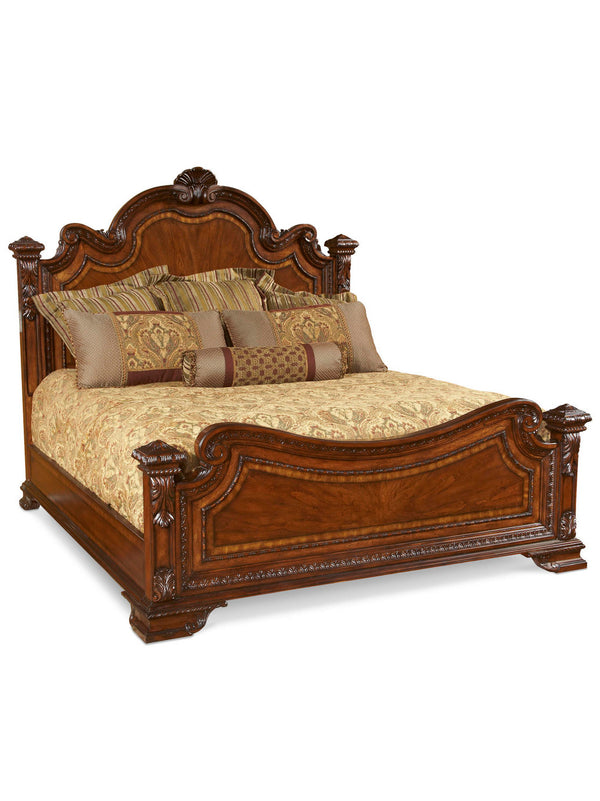 A.R.T. Furniture Old World Queen Estate Bed - Luxurious Traditional Design With Hand-carved Details & Storage Space Brown, Brown New Zealand Pine Solids,Cherry And Avodire Veneers 143155-2606