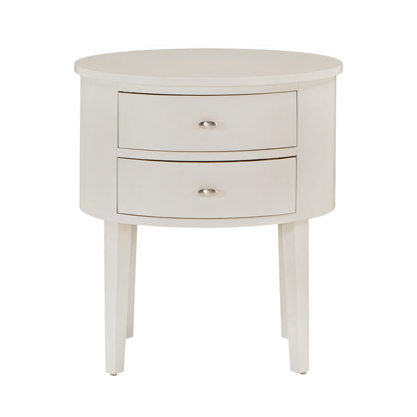 Homelegance By Top-Line Tallon 2-Drawer Oval Wood Accent Table White Wood