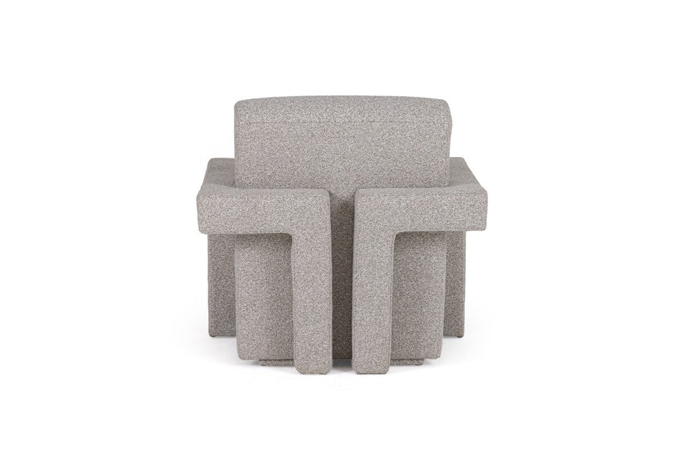 VIG Furniture Wylie Modern Fabric Lounge Chair With Textured Neutral Upholstery, Block Arms & Supportive Comfort (96) Light Grey Accent Chair VGMY-2543-2-GRY-42