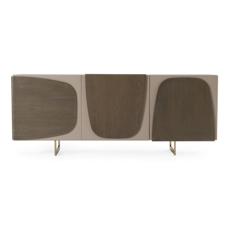 VIG Furniture Wynetta Modern Two-Tone Grey Ash Buffet With Gold Legs — 79" Sideboard, Wood Grain Veneer Storage & Sleek Design VGCSSB-23001