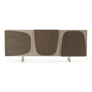 VIG Furniture Wynetta Modern Two-Tone Grey Ash Buffet With Gold Legs — 79" Sideboard, Wood Grain Veneer Storage & Sleek Design VGCSSB-23001