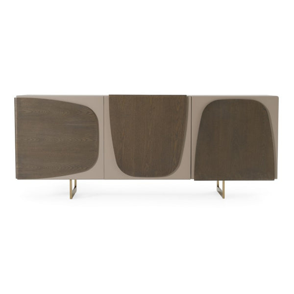 VIG Furniture Wynetta Modern Two-Tone Grey Ash Buffet With Gold Legs — 79" Sideboard, Wood Grain Veneer Storage & Sleek Design VGCSSB-23001