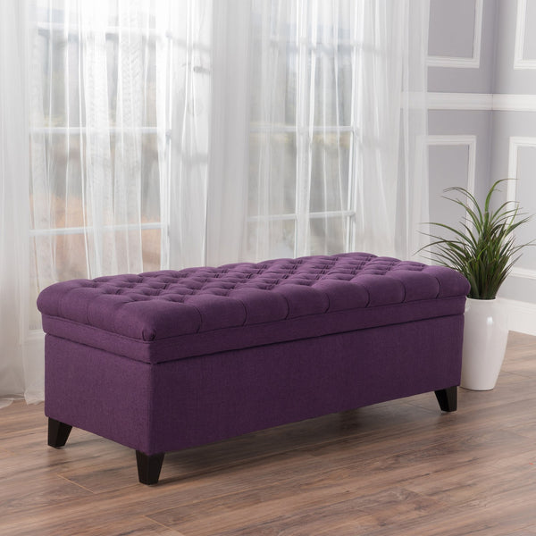 English Elm Juliana Rectangular Storage Ottoman Upholstered Lift Top for Living Room Seating 57741.00PUR