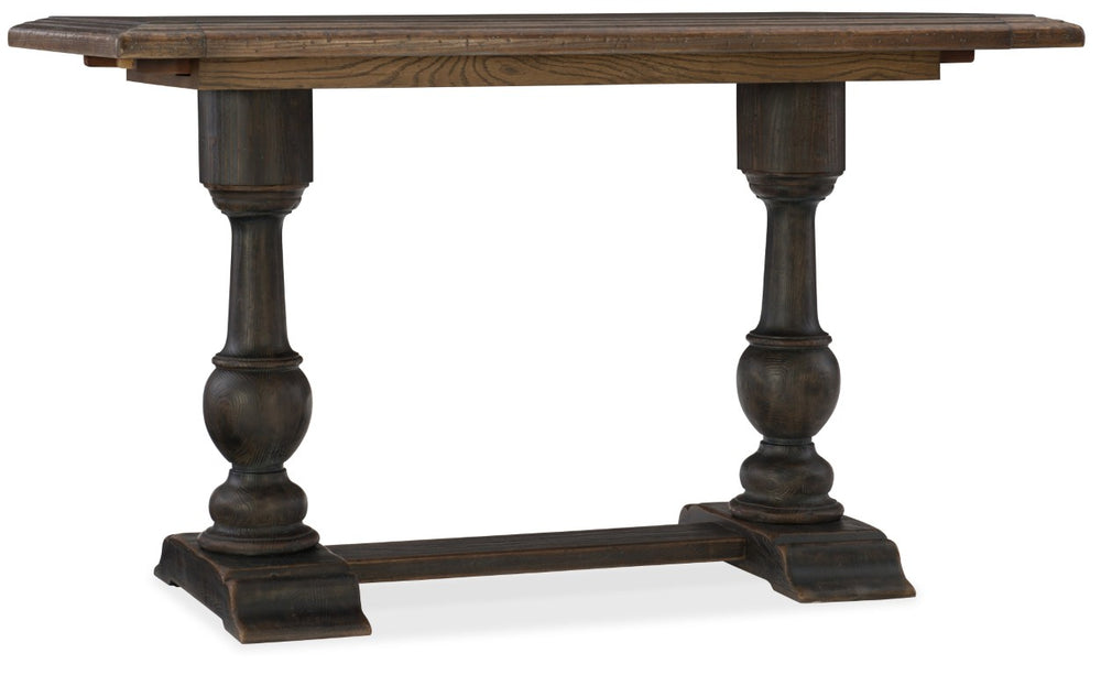Hooker Furniture Balcones Rustic Friendship Table 60" With Removable Leaves, Adjustable Height, Two-Tone Distressed Charm 5960-75206-BRN
