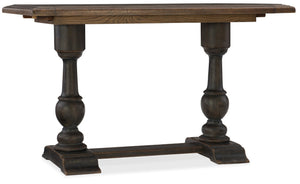 Hooker Furniture Balcones Rustic Friendship Table 60" With Removable Leaves, Adjustable Height, Two-Tone Distressed Charm 5960-75206-BRN