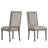 Mayer Rectangular Linen and Wood Dining Chairs (Set of 2)