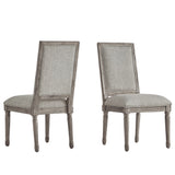 Homelegance By Top-Line Mayer Rectangular Linen and Wood Dining Chairs (Set of 2) Grey Rubberwood