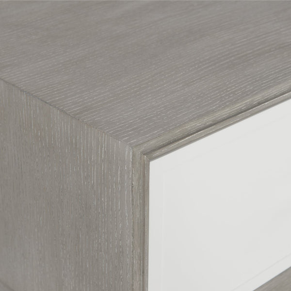 Bernhardt Bernhardt Cerused Greige Oak Cocktail Table With Lacquered White Drawers, Lucite Hardware & Casters 442027