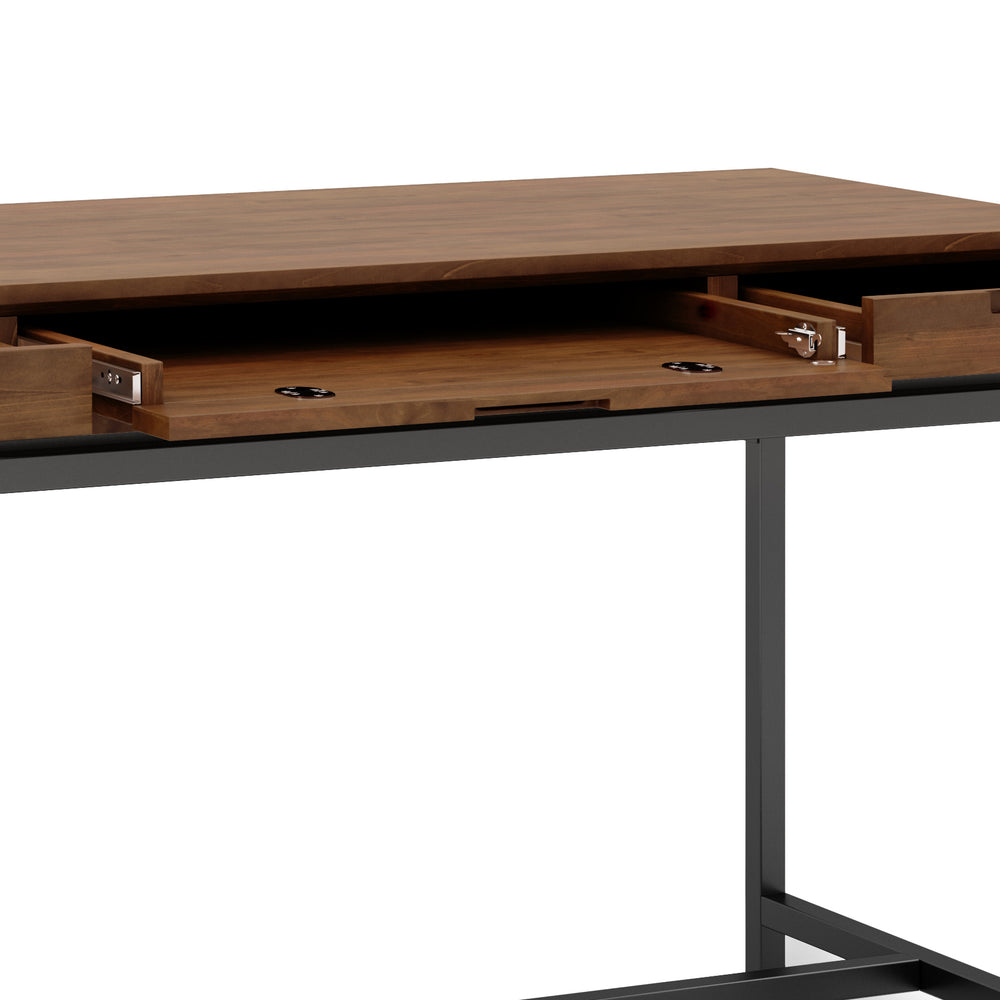 English Elm Banting Mid-Century Desk In Medium Saddle Brown - Stylish Storage With Modern Industrial Flair B136P158457