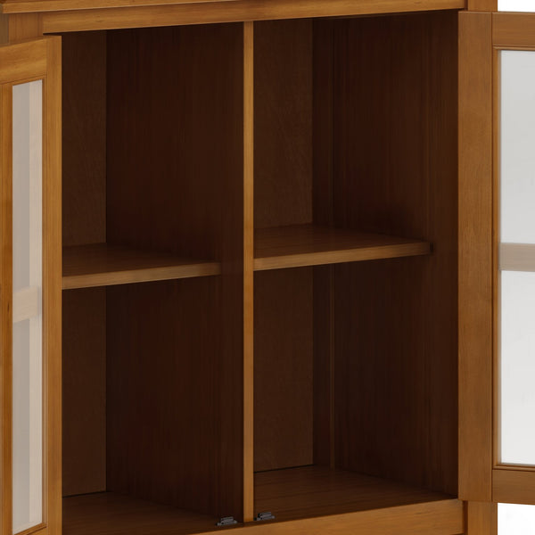 English Elm Artisan Low Storage Cabinet - Honey Brown Wood With Adjustable Shelves For Stylish Organization B136P158395