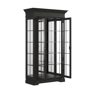 Atrium China Cabinet with LED Lighting, Adjustable Glass Shelves & Elegant Crown Molding Design
