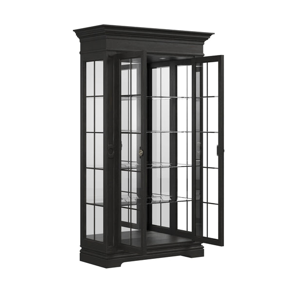 Atrium China Cabinet with LED Lighting, Adjustable Glass Shelves & Elegant Crown Molding Design