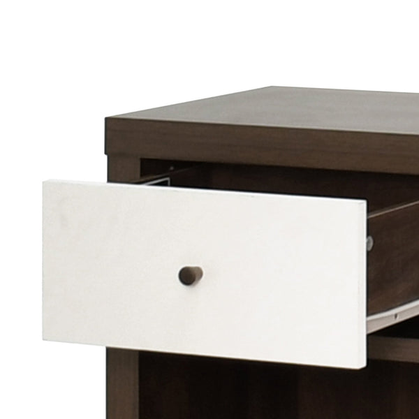 English Elm 1-drawer Nightstand with Splayed Rubberwood Legs and Open Shelf Mid-century Bedroom 72036.00