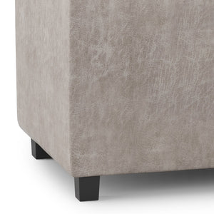 English Elm Avalon Storage Ottoman - Versatile Distressed Taupe Faux Leather With Hidden Storage & Serving Trays B136P158257
