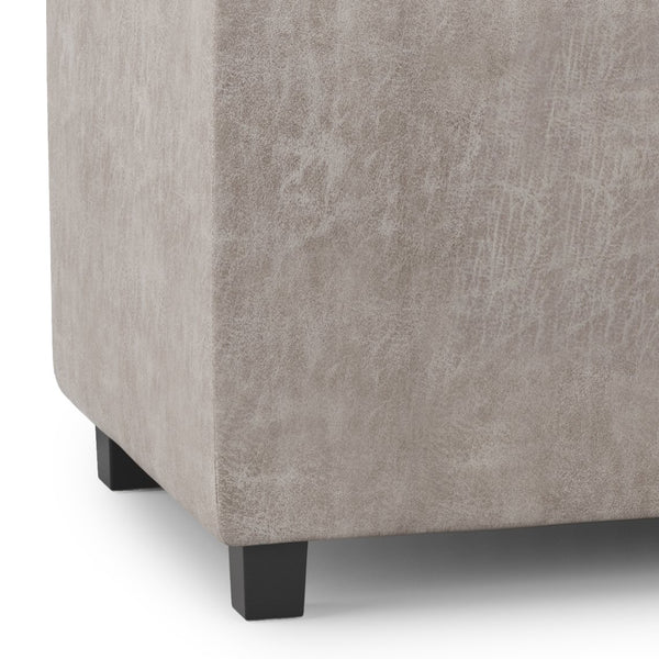 English Elm Avalon Storage Ottoman - Versatile Distressed Taupe Faux Leather With Hidden Storage & Serving Trays B136P158257