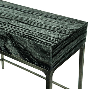 Bernhardt Bernhardt Linea Black Forest Marble Nightstand With Textured Graphite Base, Push-Open Drawer Elegance 384216