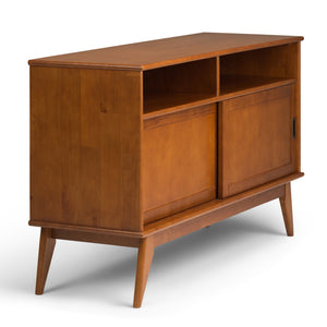 English Elm Draper - Elegant Mid Century Tall Tv Media Stand In Teak Brown With Storage & Cable Management Solutions B136P158155