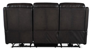 Hooker Furniture Hamilton Power Sofa With Semi-Aniline Leather, Zero-Gravity Recline, Usb Charging, Nailhead Trim Grey SS116-PHZ3-095