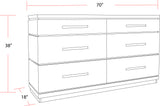 Parker House Pure Modern Bedroom 6 Drawer Dresser Moonstone Oak Solids / Oak Veneers BPUR#21706