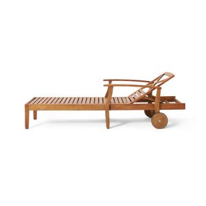 English Elm Christopher Knight Home® - PERLA Teak Acacia Chaise Lounge with Wheels – Outdoor Patio Wood Recliner, Mix‑and‑Match Cushions, Single/Set Options 61724.00WTC