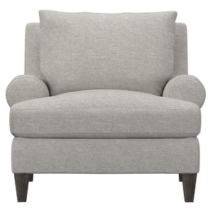 Bernhardt Bernhardt Isabella Chair — Plush Gray Transitional Lounge Seating With Rolled Arms, Exposed Wood Legs (Made-To-Order) P4612B