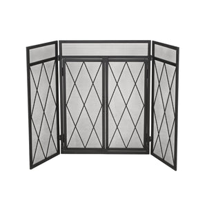 English Elm Christopher Knight Home® - FOLDING Folding Screen with Door Matte Black Iron Room Divider Privacy Panel Durable 34.25x28.25x4.5" 67300.00MTBLK