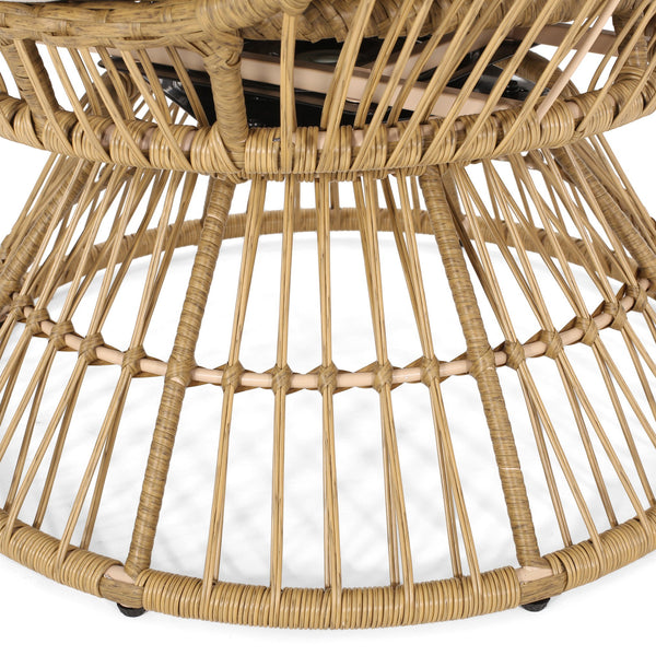 English Elm Christopher Knight Home® - RESEDA Swivel Egg Chair with Faux Rattan Basket, Water-Resistant Cushion, Handcrafted Comfort Natural 67931.00LBGE