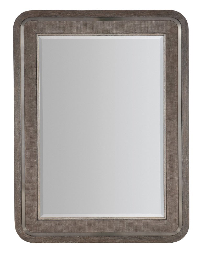Hooker Furniture Modern Mood Raffia Landscape Mirror With Beveled Glass, Layered Raffia Frame & Warm Pewter Accents Light Brown 6850-90008-80