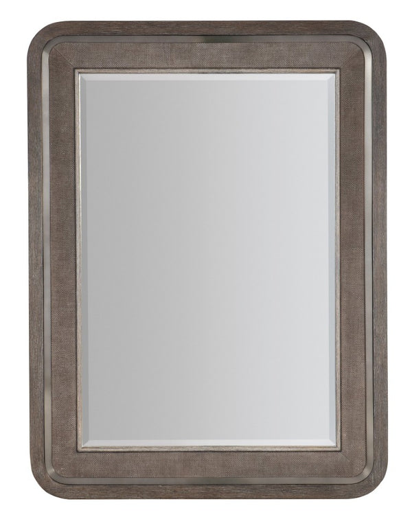 Hooker Furniture Modern Mood Raffia Landscape Mirror With Beveled Glass, Layered Raffia Frame & Warm Pewter Accents Medium Brown 6850-90008-89