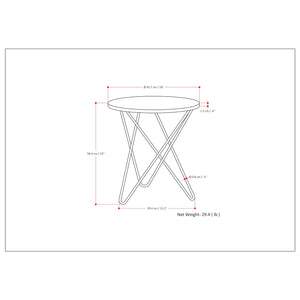 English Elm Gabon Marble Accent Table White Top with Gold Hairpin Legs — Modern End/Side Table, 18" H B136P159932